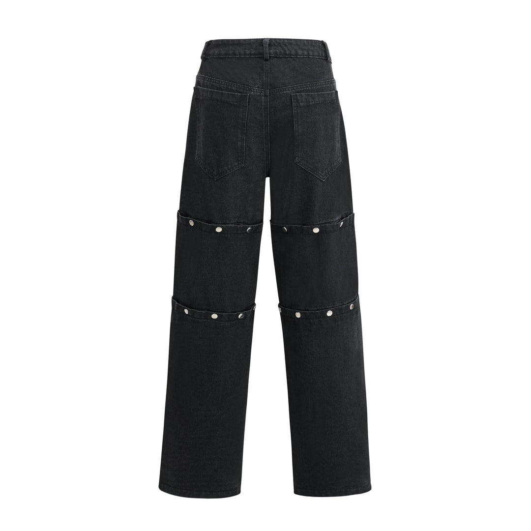 Janelle Düğmeli Düz Paça Jean Pantolon