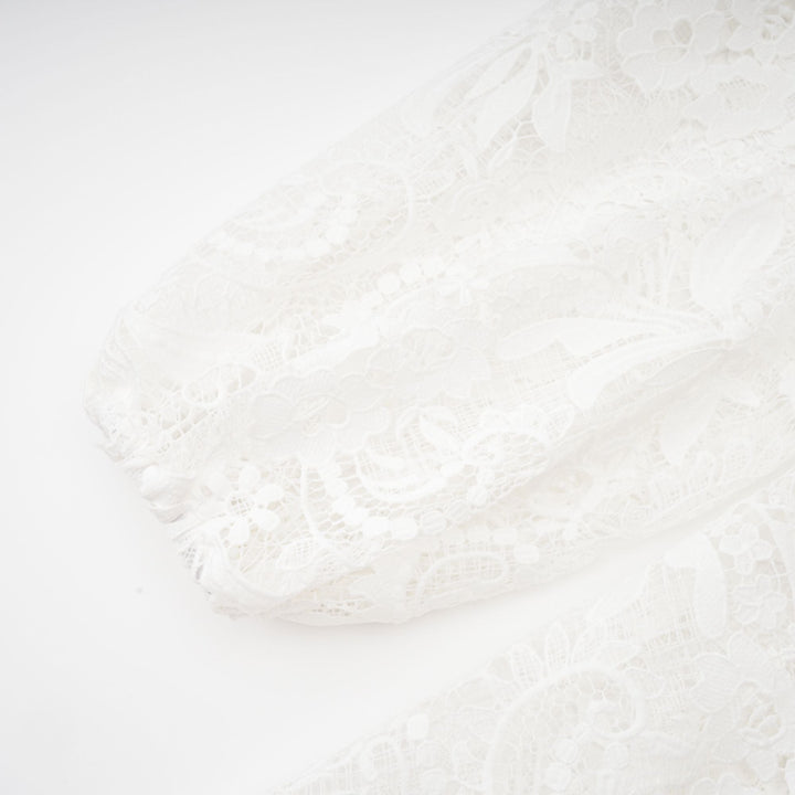 Blanche Dantel İşlemeli Kesim Midi Elbise