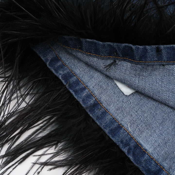 Milia Tüylü Denim Üst Ve Etek Uyumlu Set