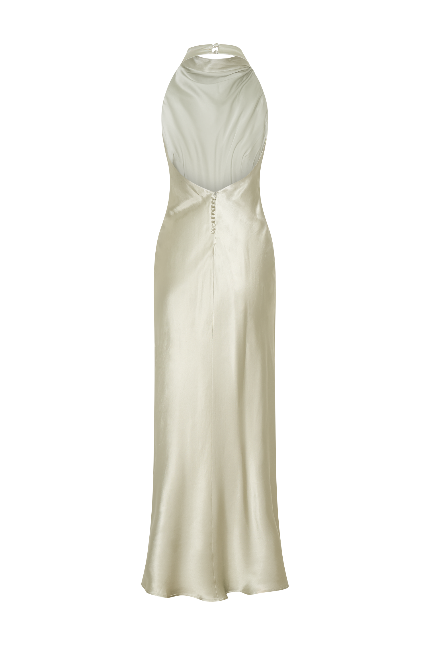 Esther Yanardöner Saten Cowl Maxi Elbise - Adaçayı