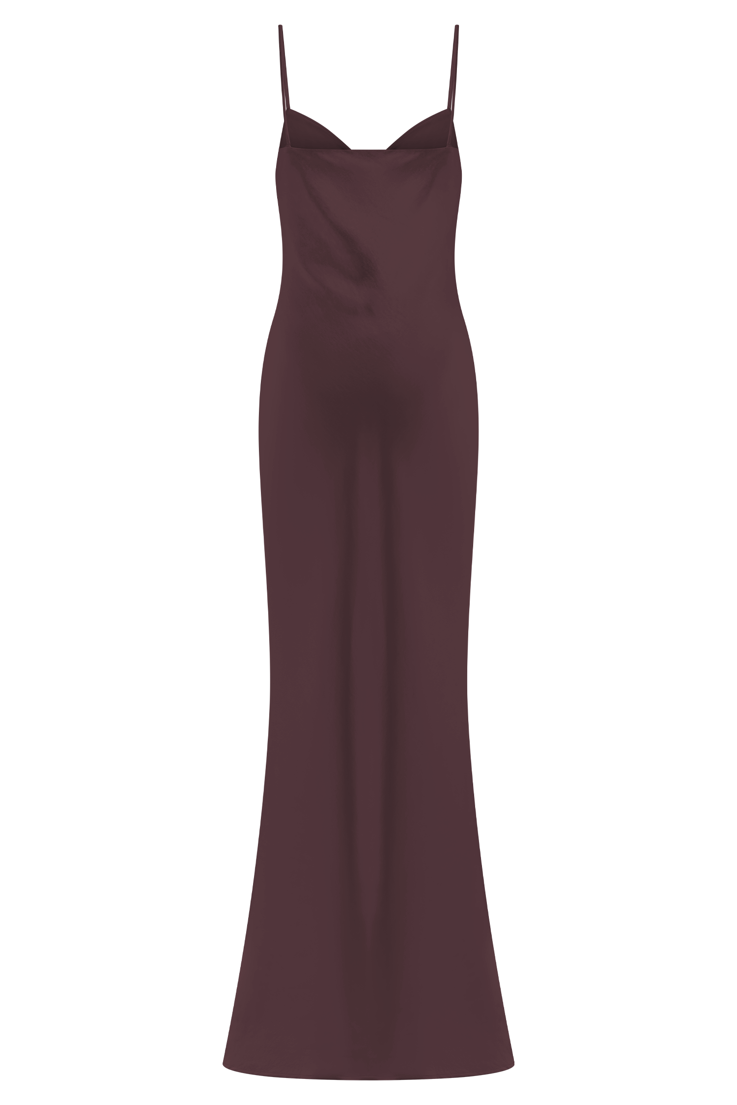 Lilly Sweetheart Saten Maxi Elbise - Bitter Çikolata