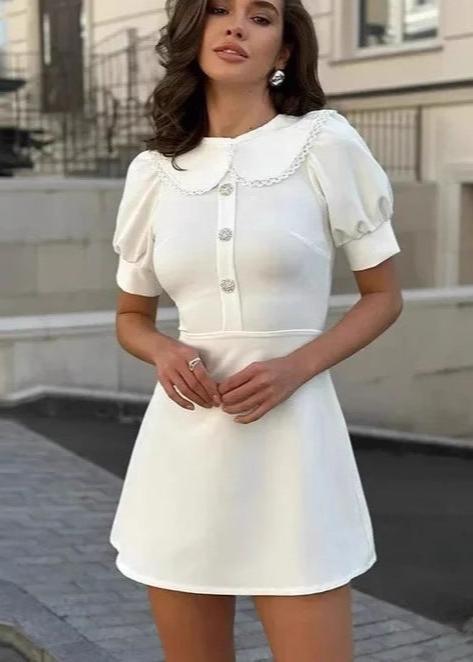 Amelie Vintage Bebe Yaka Mini Elbise