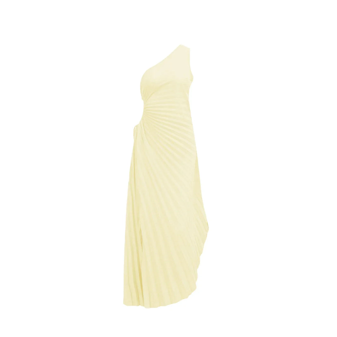 Cutout Detaylı Pileli Elbise
