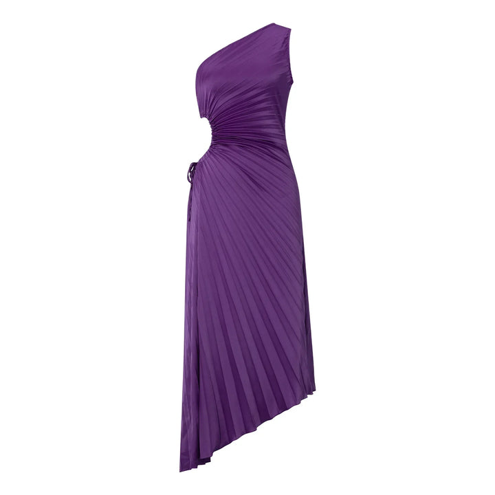 Cutout Detaylı Pileli Elbise