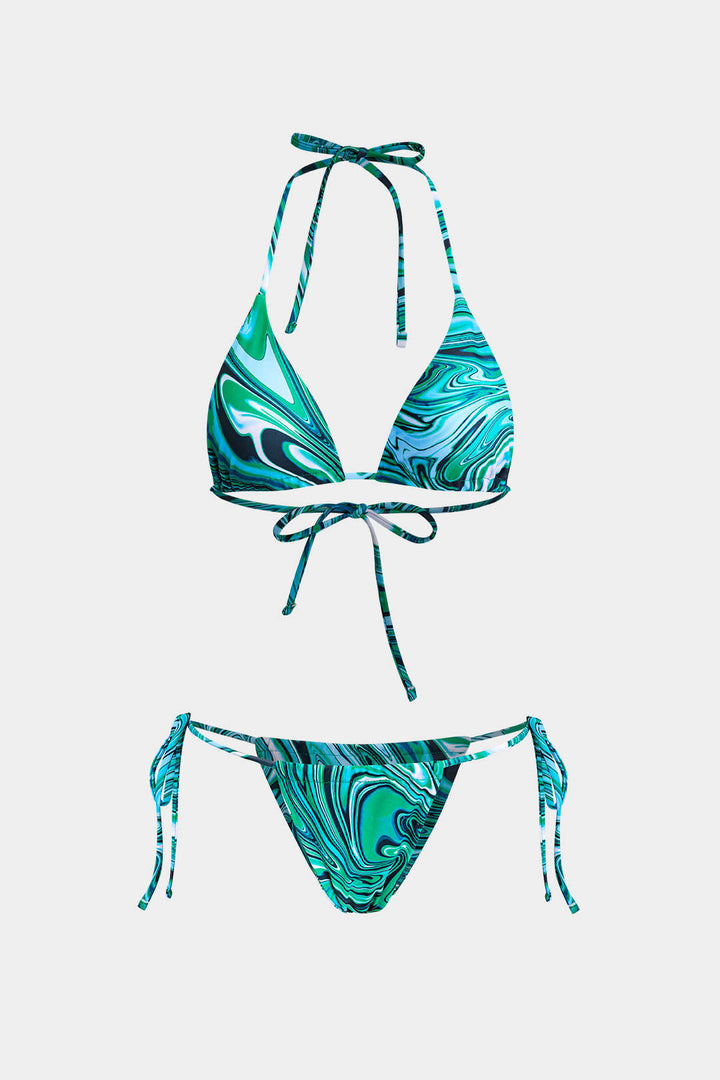Etnik Desenli Dört Parça Bikini Takımı
