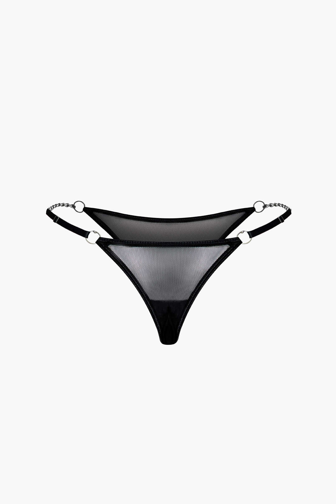 File Şeffaf Zincir Detaylı İki Parçalı İç Giyim Seti ve Choker