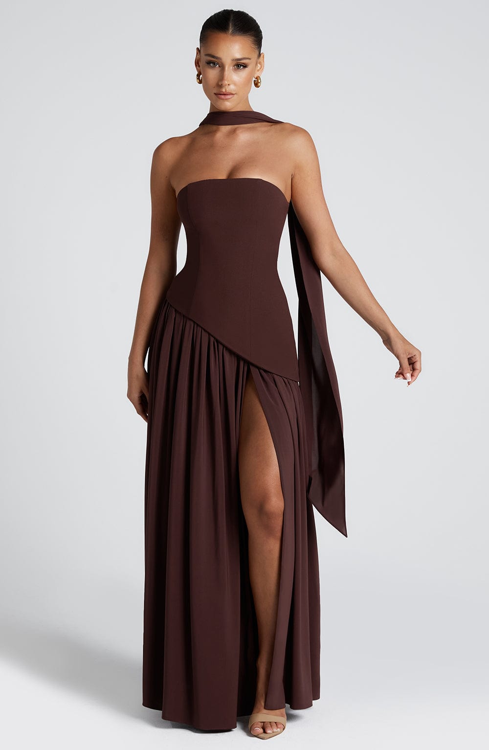 Maliyah Maxi Elbise - Kahverengi
