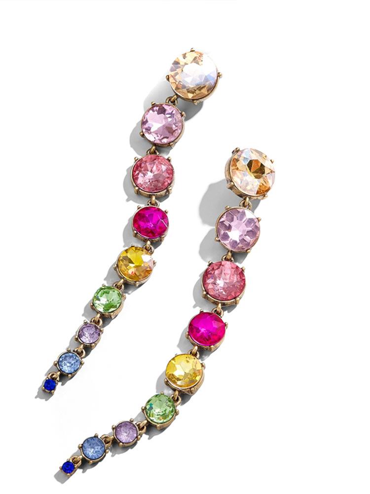 Odelia Gökkuşağı Diamante Zincir Küpe