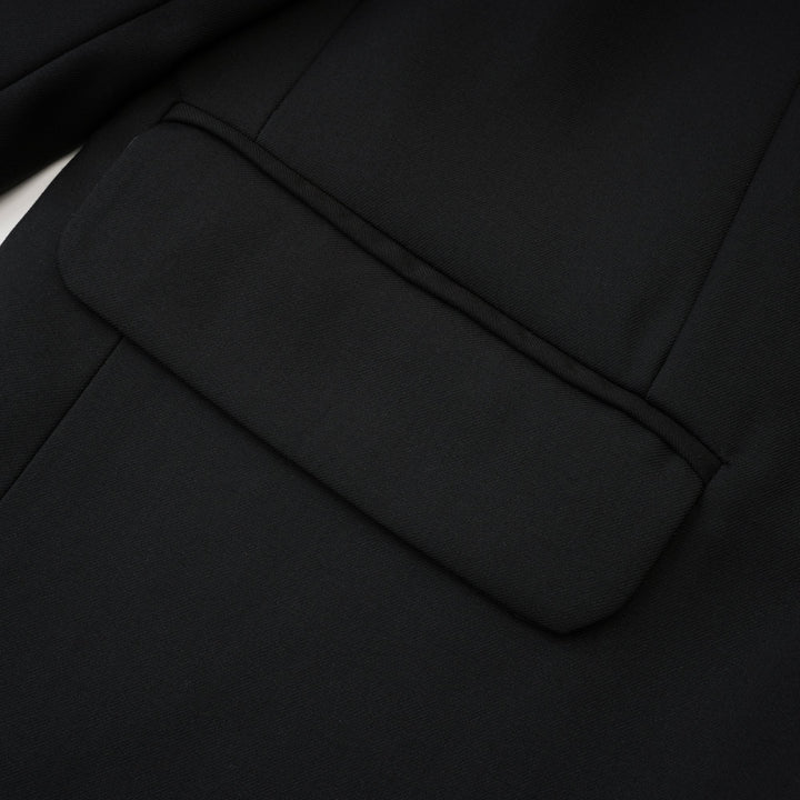 Renée Siyah Bol Kesim Tek Düğmeli Yün Blazer