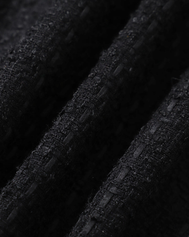 Siyah Çift Sıra Düğmeli Tweed Blazer